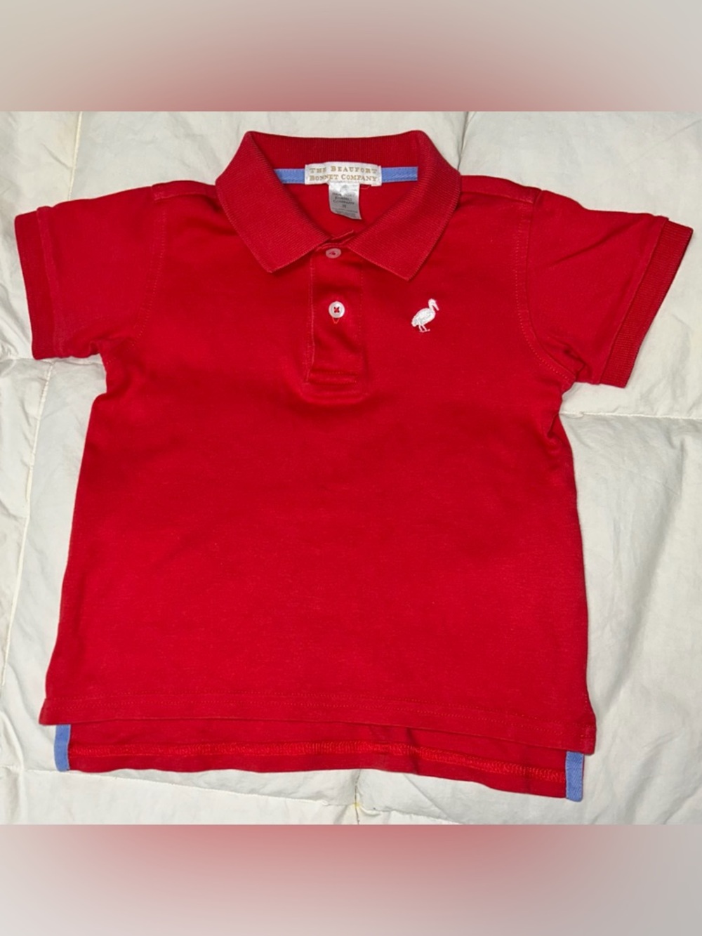 The Beaufort Bonnet Company Red Polo Shirt with White Embroidered Bird